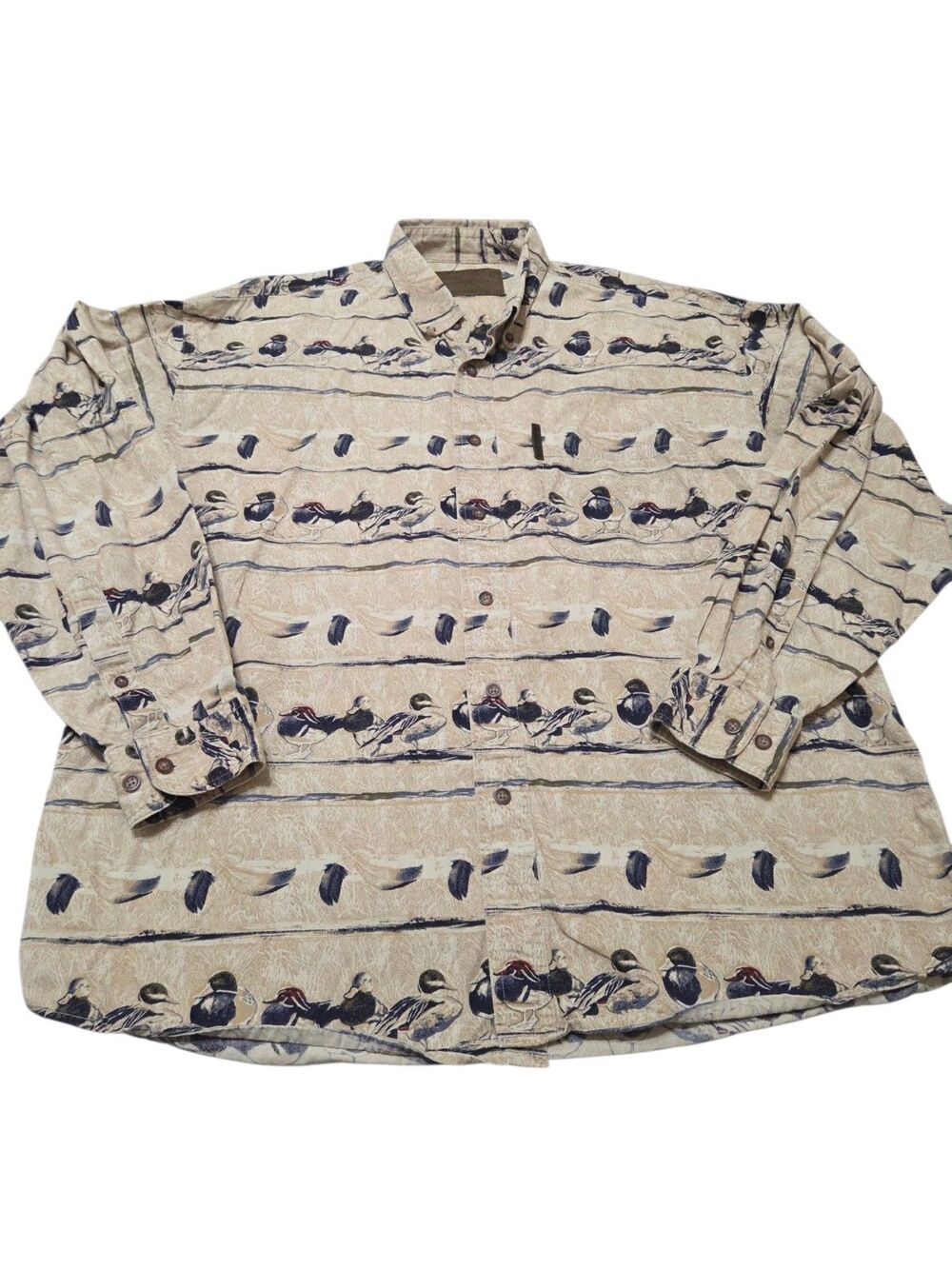 North River Outfitters Button Down Long Sleeve Shirt Duck Mallard Men's L F24.3